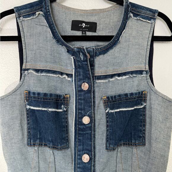 7 For All Mankind Inside Out Denim Two-Tone Dress Sz S - Picture 2 of 5